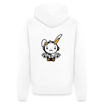 Hase spielt Controller Konsole Headset Gamer Nerd - Unisex Premium Bio Zip Hoodie - Weiß - Hinten - Thijin (182cm)