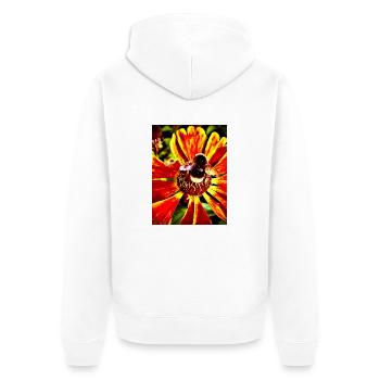 Hummel auf Sonnenhut - Unisex Premium Bio Zip Hoodie - Weiß - Hinten - Thijin (182cm)