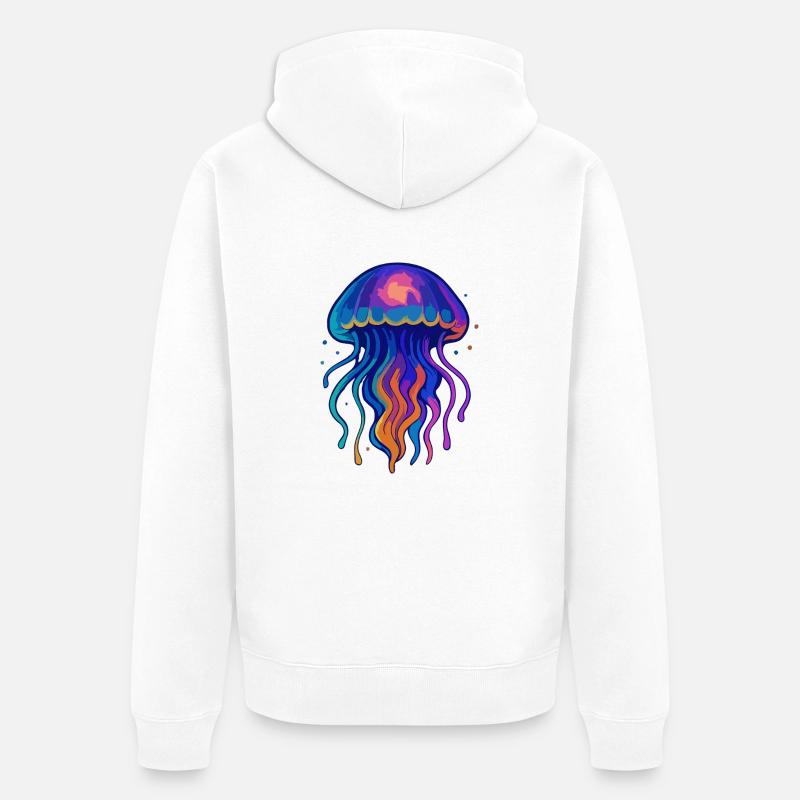 Méduse néon - Veste à capuche bio Premium Unisexe - blanc