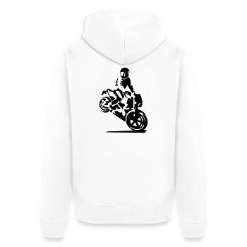 Motorrad stunt - Unisex Premium Bio Zip Hoodie - Weiß - Hinten - Thijin (182cm)