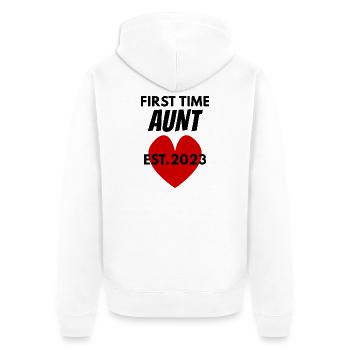 Tante zum ersten Mal - Tante 2023 - Unisex Premium Bio Zip Hoodie - Weiß - Hinten - Thijin (182cm)