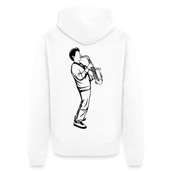 Saxophone Boy - Veste à capuche bio Premium Unisexe - blanc - Dos - Thijin (182cm)