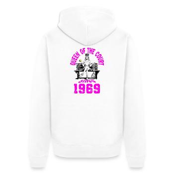 Maillot de tennis anniversaire femme anniversaire 1969 - Veste à capuche bio Premium Unisexe - blanc - Dos - Thijin (182cm)