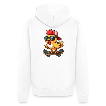 poulet poule coq planche à roulettes bande dessinée dessin animé - Veste à capuche bio Premium Unisexe - blanc - Dos - Thijin (182cm)