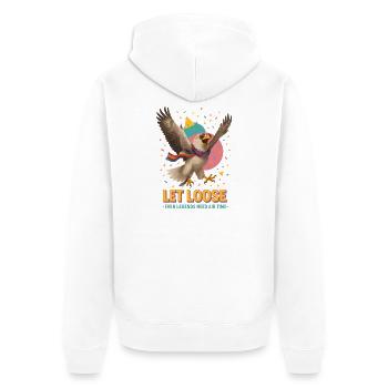 Let Loose – Der Legenden-Adler - Unisex Premium Bio Zip Hoodie - Weiß - Hinten - Thijin (182cm)