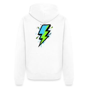 Strahl der modernen Elektrizität - Unisex Premium Bio Zip Hoodie - Weiß - Hinten - Thijin (182cm)