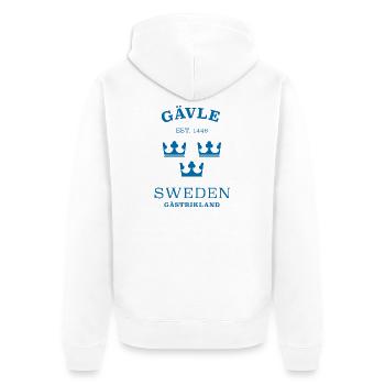 Gävle, Sweden, Sweden - Unisex Premium Organic Zip Hoodie - white - Back - Thijin (182cm)