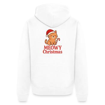 Miaou Noël Drôle Chat Noël Design de Noël - Veste à capuche bio Premium Unisexe - blanc - Dos - Thijin (182cm)