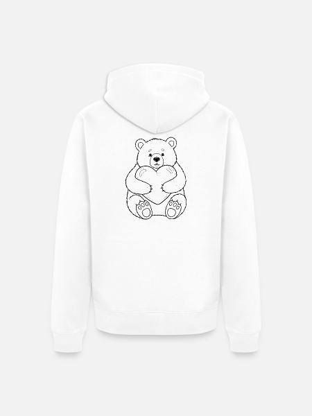 Teddybär mit Herz – kuschelige Liebe - Unisex Premium Bio Zip Hoodie - Weiß