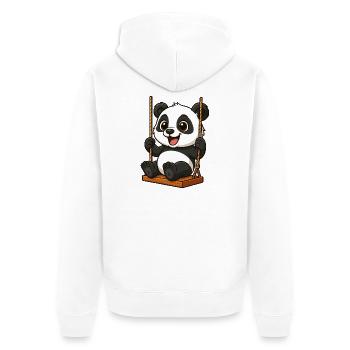 Panda mignon sur la cour de jeux de jeux animés en balançoire - Veste à capuche bio Premium Unisexe - blanc - Dos - Thijin (182cm)