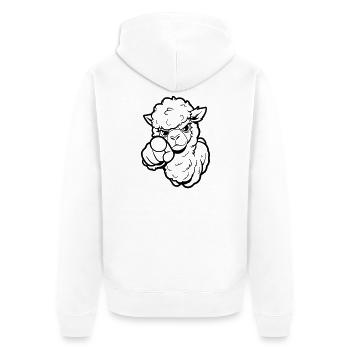Alpaga coquin te pointe du doigt - Veste à capuche bio Premium Unisexe - blanc - Dos - Thijin (182cm)