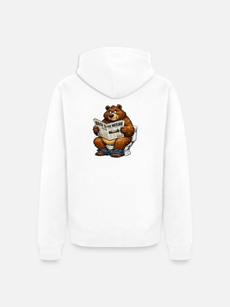 Nature Bear Zurück zur Natur T-Shirt - Unisex Premium Bio Zip Hoodie - Weiß