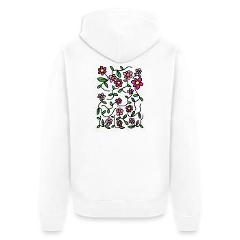 Rosa blühende Doodle-Gänseblümchen - Unisex Premium Bio Zip Hoodie - Weiß - Hinten - Thijin (182cm)