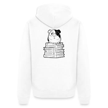 Meerschweinchen Bücher Nerd Kontur - Unisex Premium Bio Zip Hoodie - Weiß - Hinten - Thijin (182cm)