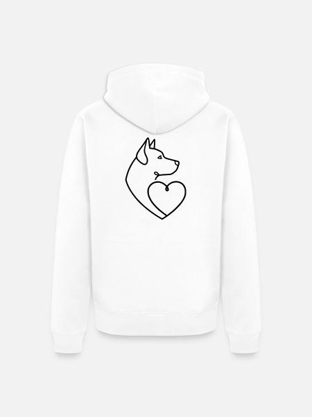 Husky Schäferhund Herz Line Art - Unisex Premium Bio Zip Hoodie - Weiß