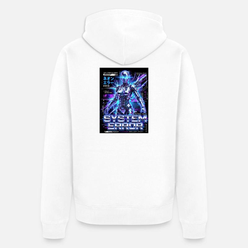 System Error Neon Cyborg - Unisex Premium Organic Zip Hoodie - white