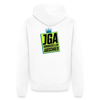 Junggesellenabschied JGA Neon Design - Unisex Premium Bio Zip Hoodie - Weiß - Hinten - Thijin (182cm)
