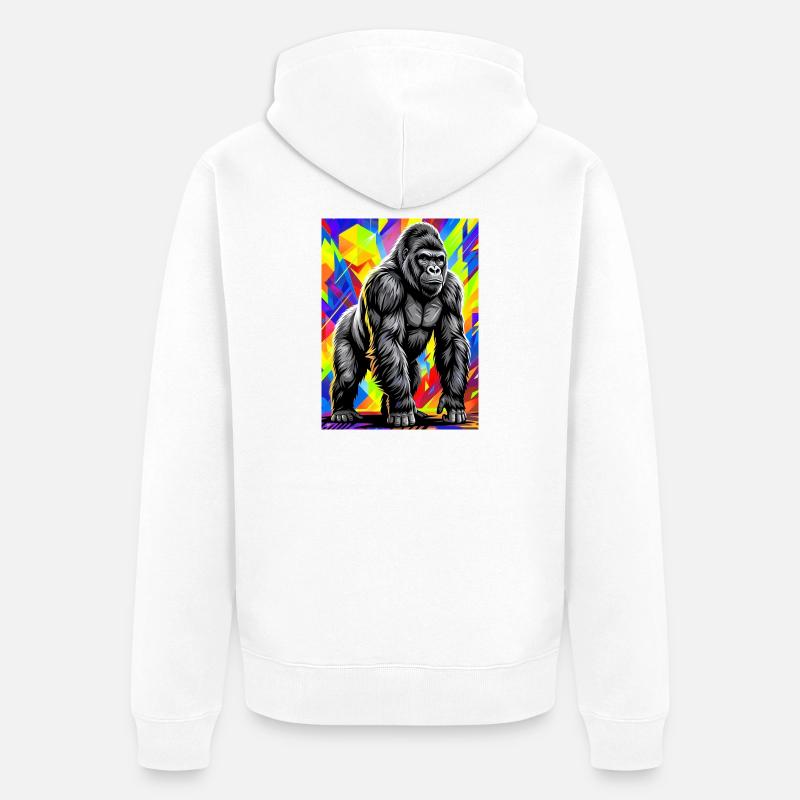 gorille - Veste à capuche bio Premium Unisexe - blanc