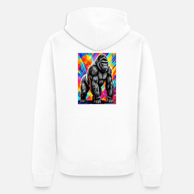 gorille - Veste à capuche bio Premium Unisexe - blanc