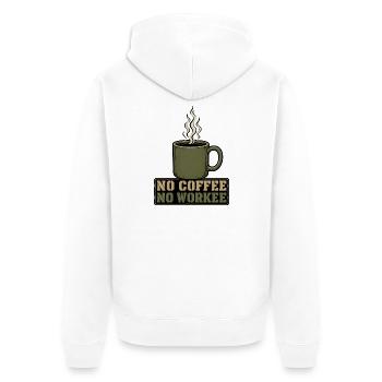 no coffee no workee - Unisex Premium Organic Zip Hoodie - white - Back - Thijin (182cm)