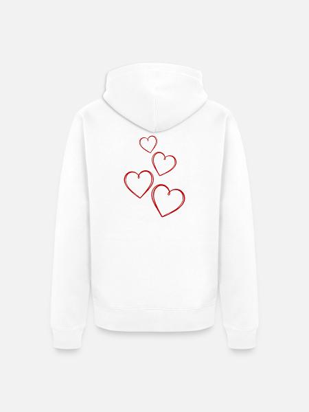 Vier Herzen Rot Kontur Symbol - Unisex Premium Bio Zip Hoodie - Weiß