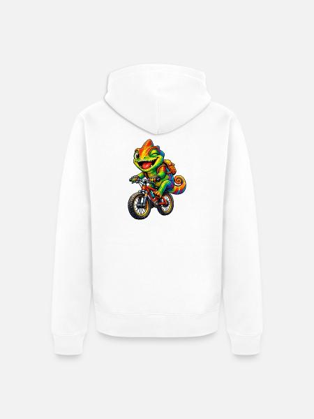 Caméléon à vélo - Veste à capuche bio Premium Unisexe - blanc