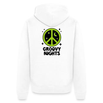 Groovy Peace Zeichen Logo - Unisex Premium Bio Zip Hoodie - Weiß - Hinten - Thijin (182cm)