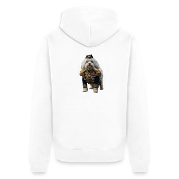 Ein Hund in kaiserlicher Uniform - Unisex Premium Bio Zip Hoodie - Weiß - Hinten - Thijin (182cm)
