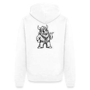 Funny Hippie Viking: Cute Retro Father's Day - Unisex Premium Organic Zip Hoodie - white - Back - Thijin (182cm)