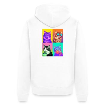 Chats Chat Américain à queue courte - Veste à capuche bio Premium Unisexe - blanc - Dos - Thijin (182cm)
