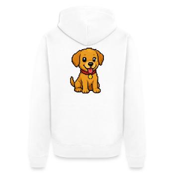 Chiot Pixel avec ruban rouge - Veste à capuche bio Premium Unisexe - blanc - Dos - Thijin (182cm)