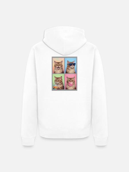 Katzen Selkirk Rex Katze - Unisex Premium Bio Zip Hoodie - Weiß