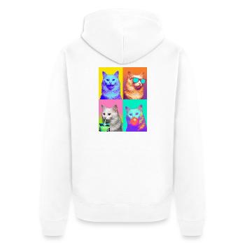 Katzen Türkisch Angora Katze - Unisex Premium Bio Zip Hoodie - Weiß - Hinten - Thijin (182cm)