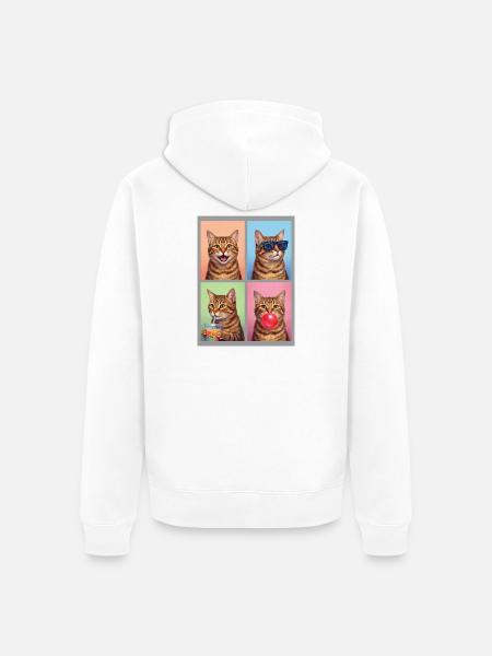 Katzen Orange Tabby Katze - Unisex Premium Bio Zip Hoodie - Weiß