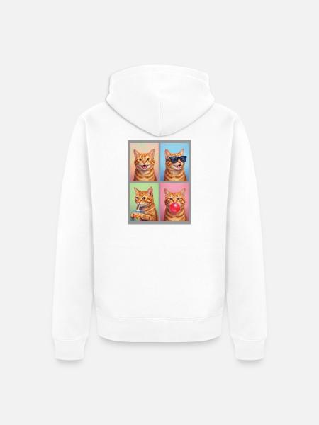 Katzen orange Tabby Katze - Unisex Premium Bio Zip Hoodie - Weiß