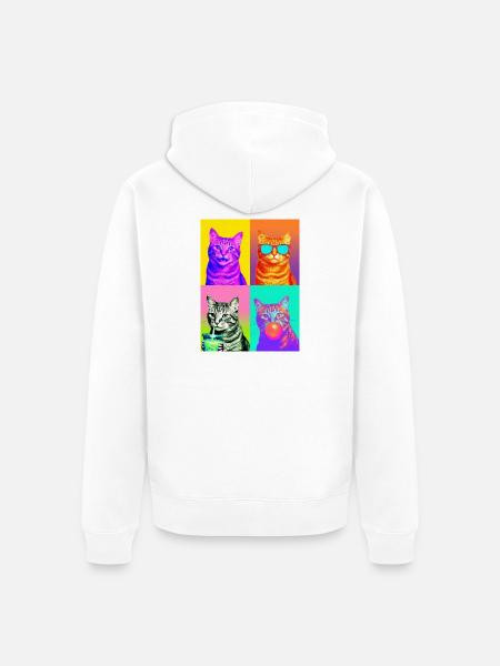 Katzen Graue Tabby Katze - Unisex Premium Bio Zip Hoodie - Weiß