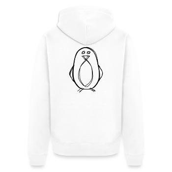 Pinguin handgezeichnet - Unisex Premium Bio Zip Hoodie - Weiß - Hinten - Thijin (182cm)