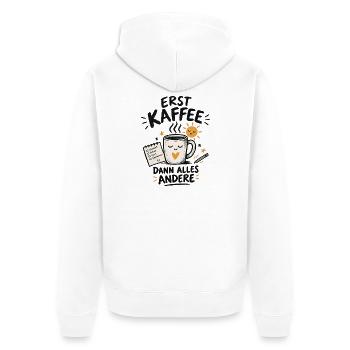 Erst Kaffee - Unisex Premium Bio Zip Hoodie - Weiß - Hinten - Thijin (182cm)
