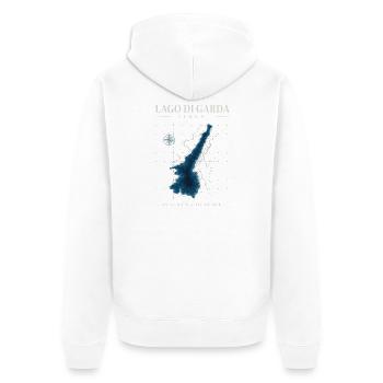 Gardasee Lago di Garda Italien Topografie Karte - Unisex Premium Bio Zip Hoodie - Weiß - Hinten - Thijin (182cm)