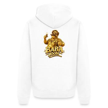 Baba Joon Papa Tee Gold - Unisex Premium Bio Zip Hoodie - Weiß - Hinten - Thijin (182cm)
