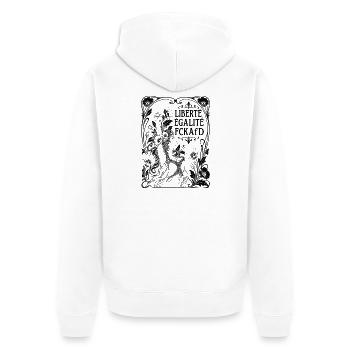 Liberté Égalité FCKAfD Art Nouveau Stil Protest - Unisex Premium Bio Zip Hoodie - Weiß - Hinten - Thijin (182cm)
