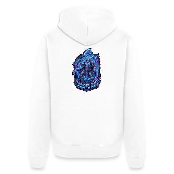 Cyberpunk Thor Neon Synthwave 3D-Schild - Unisex Premium Bio Zip Hoodie - Weiß - Hinten - Thijin (182cm)