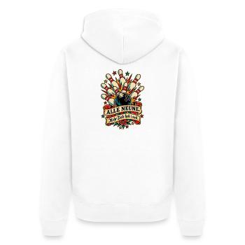 Alle Neune Kegelclub - Unisex Premium Bio Zip Hoodie - Weiß - Hinten - Thijin (182cm)