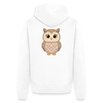 Kawaii-Eule in Erdtönen - Unisex Premium Bio Zip Hoodie - Weiß - Hinten - Thijin (182cm)