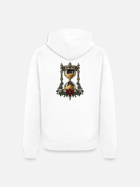 Sanduhr mit Efeu – Gothic Art - Unisex Premium Bio Zip Hoodie - Weiß