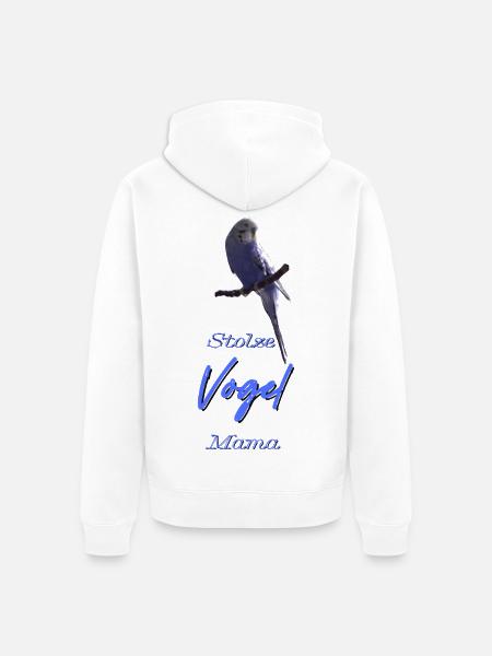 Stolze Vogelmama Blauer Wellensittich Geschenkidee - Unisex Premium Bio Zip Hoodie - Weiß