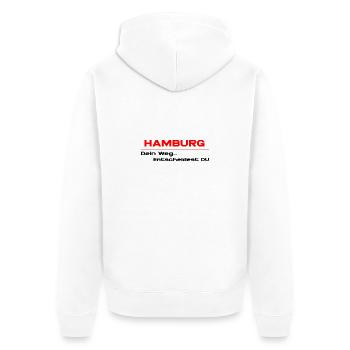 Hamburger Weg - Unisex Premium Bio Zip Hoodie - Weiß - Hinten - Thijin (182cm)