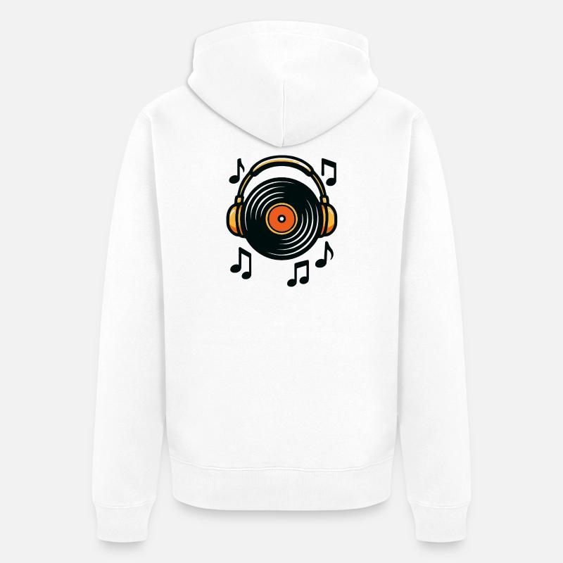 Vinyle et sillon pour casque - Veste à capuche bio Premium Unisexe - blanc