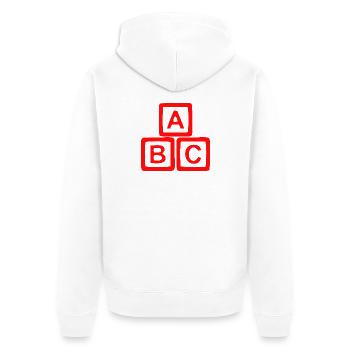Conception contrastée de bloc ABC - Veste à capuche bio Premium Unisexe - blanc - Dos - Thijin (182cm)