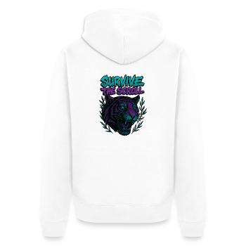 Tieger modern - Unisex Premium Bio Zip Hoodie - Weiß - Hinten - Thijin (182cm)